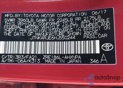 2017 Toyota Corolla Im z USA, uszkodzony, nr VIN JTNKARJE6HJ550244